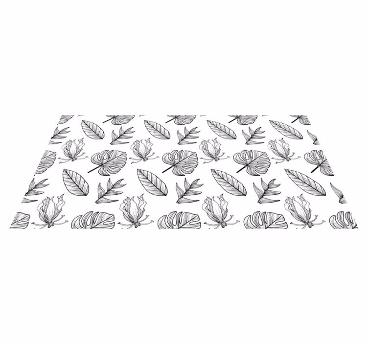 Floral vinyl rug with single-color tropical leaves - TenStickers
