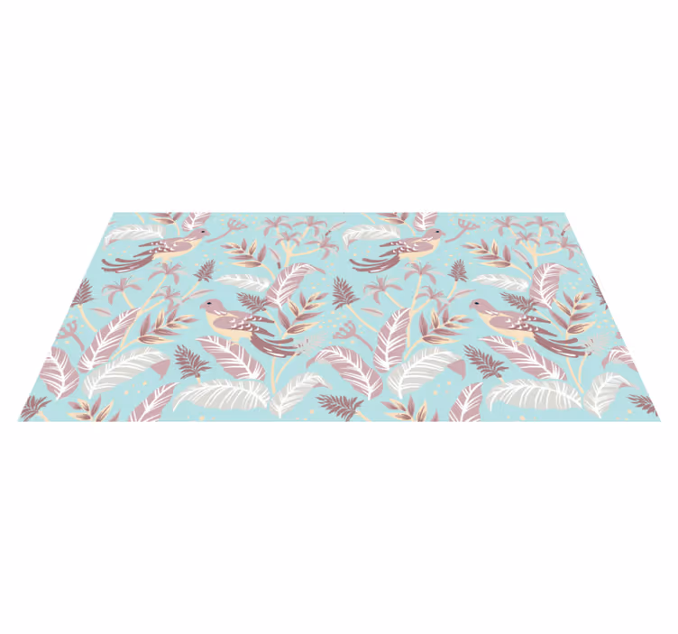 Floral vinyl rug in blue and pink floral design - TenStickers