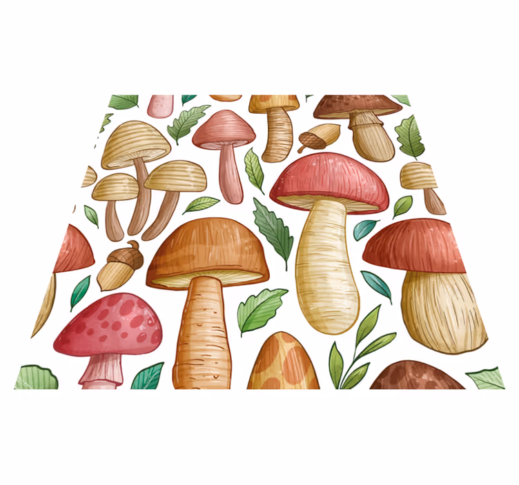 Floral vinyl rug with colorful mushroom design - TenStickers