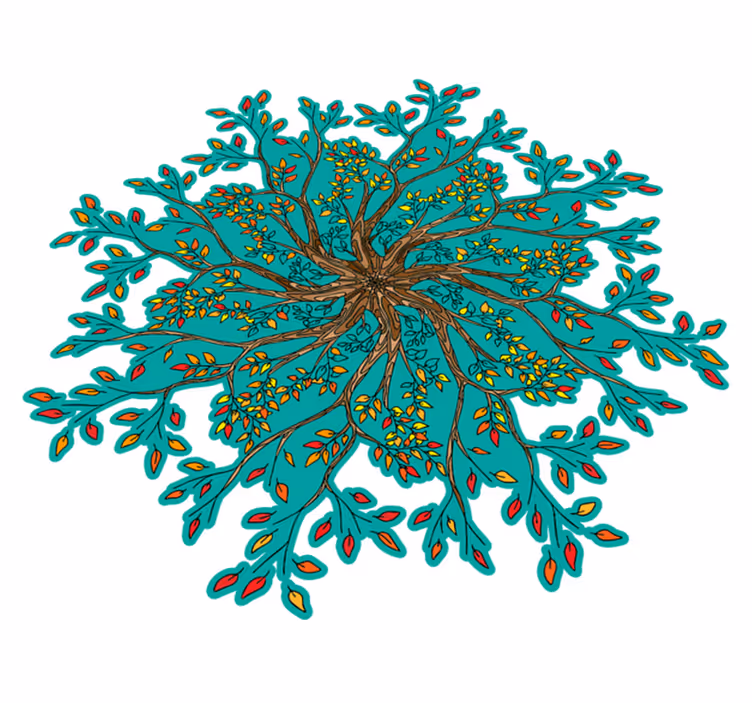 Floral vinyl rug in vibrant tree design - TenStickers
