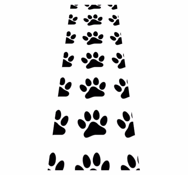 Bedroom vinyl rug with black on white paw prints - TenStickers