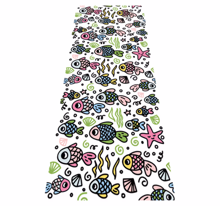 Bedroom vinyl rug with multicolored fish pattern - TenStickers