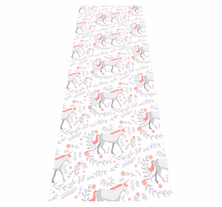 Bedroom vinyl rug with unicorn and leaf pattern - TenStickers