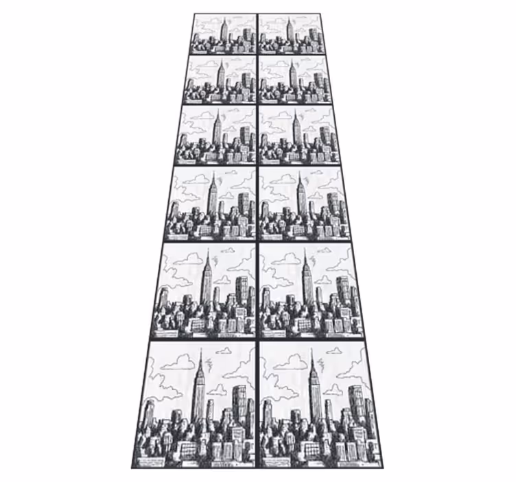 Bedroom vinyl rug nyc sketch collage - TenStickers