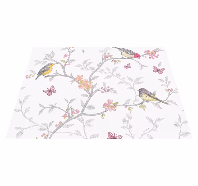 Bedroom vinyl rug with birds on branches design - TenStickers