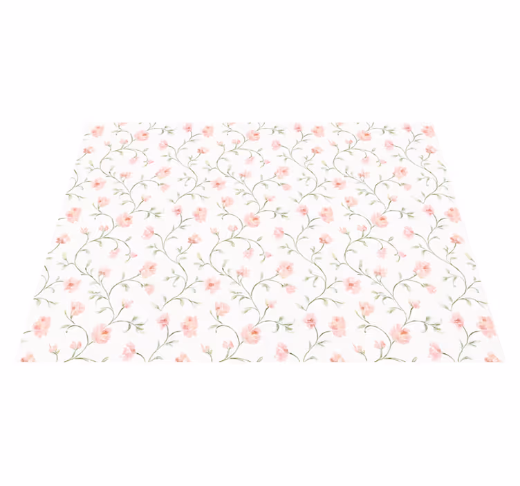 Bedroom vinyl rug botanical pink flower - TenStickers
