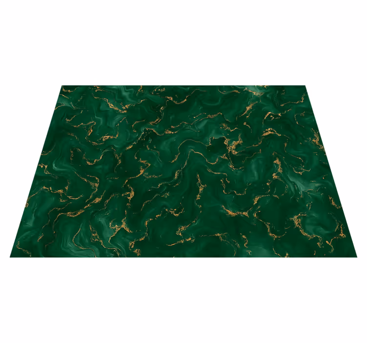 Bedroom vinyl rug in emerald green with gold marble - TenStickers
