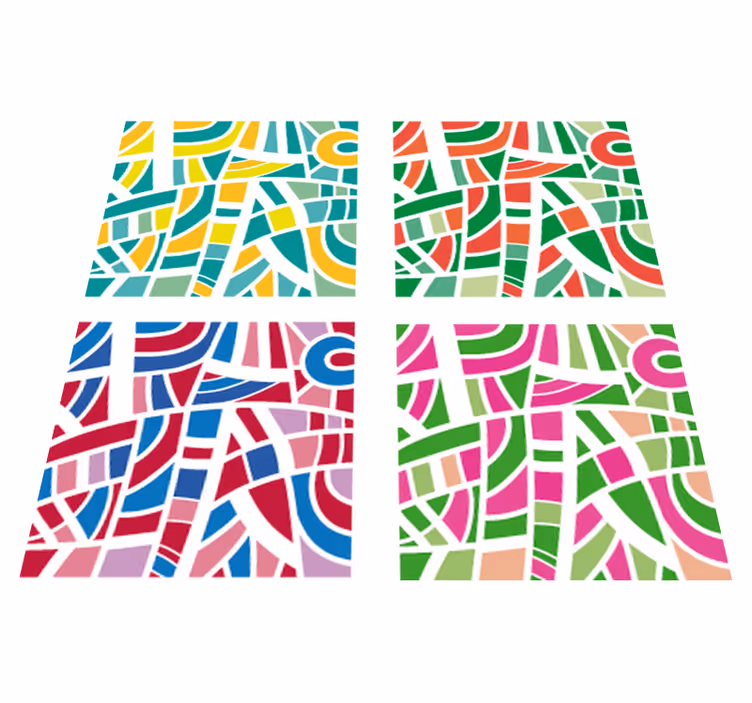 Geometric vinyl rug in multicolored tiles - TenStickers