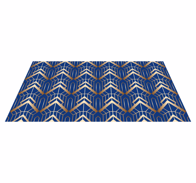 Geometric vinyl rug with modern blue and gold design - TenStickers