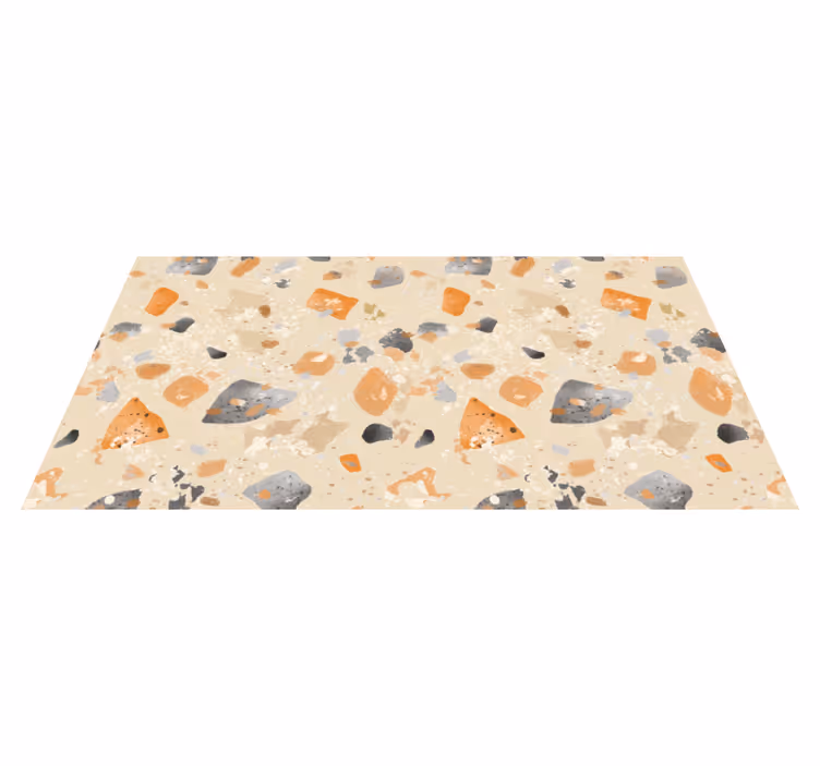 Geometric vinyl rug in monochrome terrazzo design - TenStickers