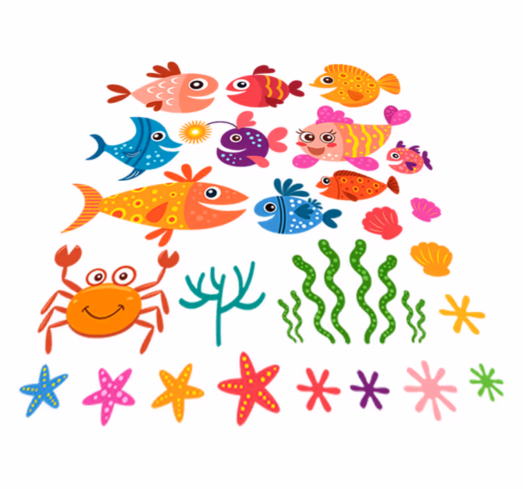 Kids vinyl rug colorful baby fish design - TenStickers