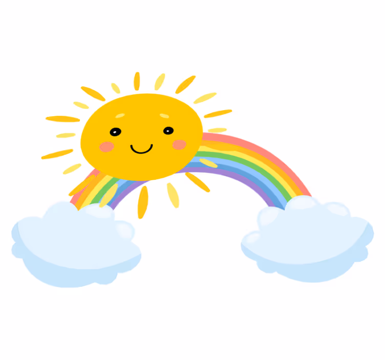 Kids vinyl rug with sky sun and rainbow design - TenStickers