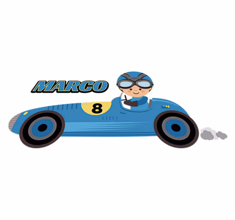Kids vinyl rug featuring personalized formula 1 car - TenStickers