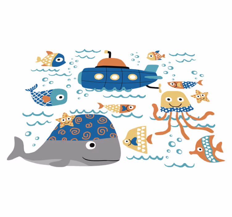 Kids vinyl rug with marine designs - TenStickers