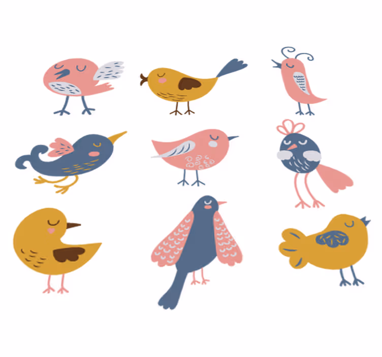 Kids vinyl rug nine bird sticker decal - TenStickers