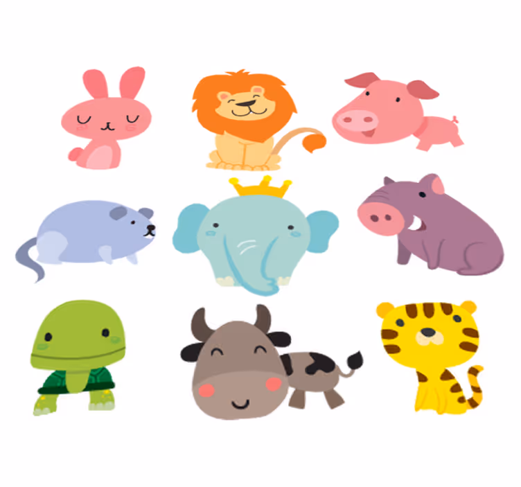 Kids vinyl rug with animal stickers - TenStickers