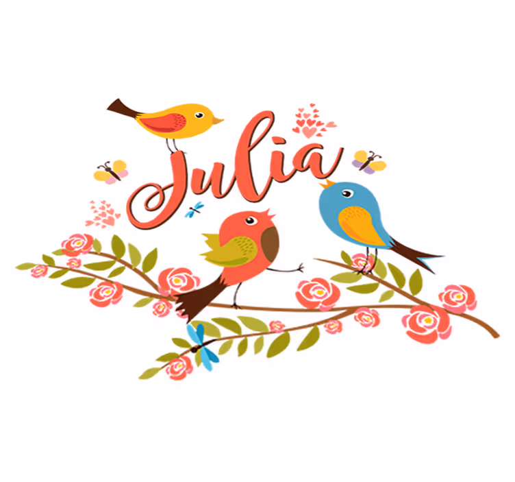 Kids vinyl rug spring birds personalized - TenStickers