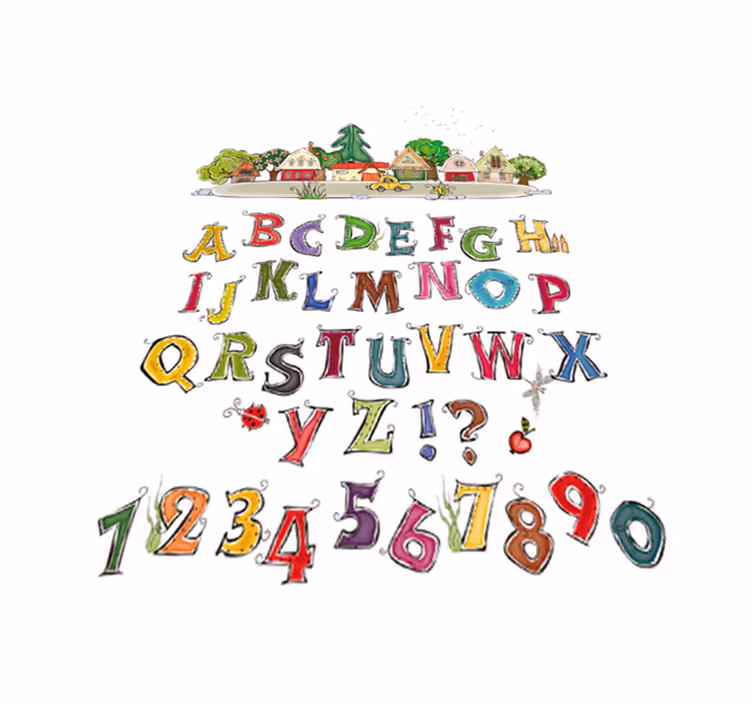 Kids vinyl rug with vibrant letters and numbers - TenStickers