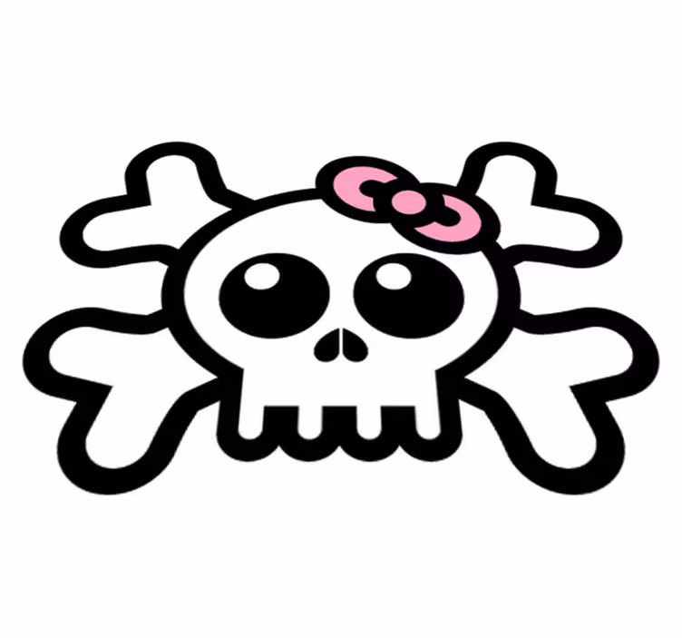 Kids vinyl rug skull with ribbon design - TenStickers
