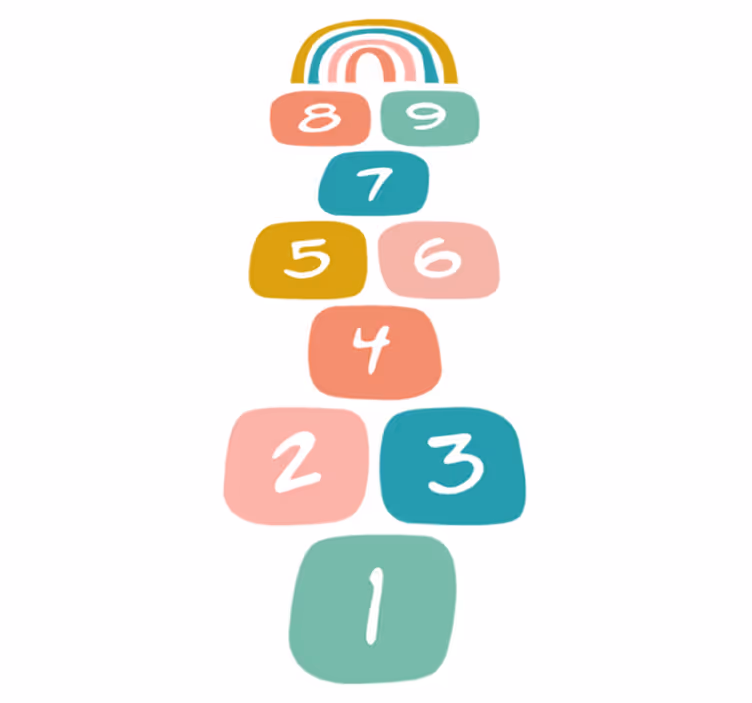 Kids vinyl rug hopscotch with rainbow design - TenStickers