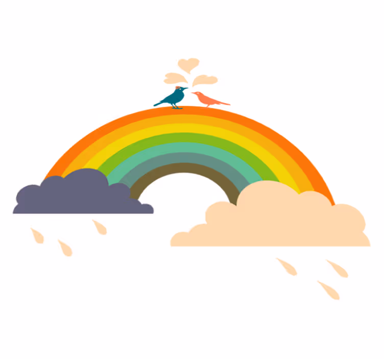 Kids vinyl rug birds on a rainbow - TenStickers