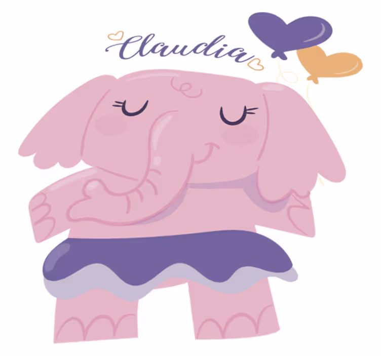 Kids vinyl rug pink elephant personalized - TenStickers