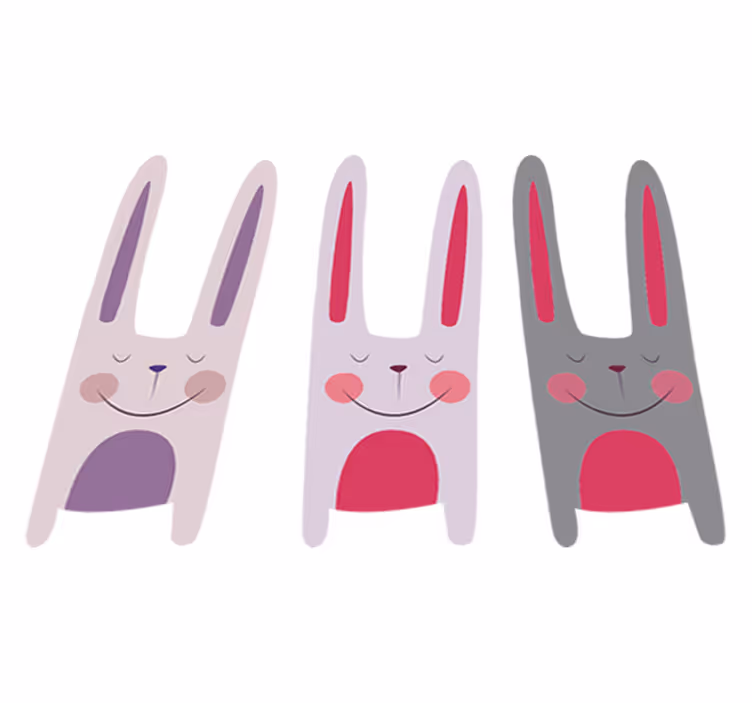 Kids vinyl rug with three cheerful rabbits - TenStickers