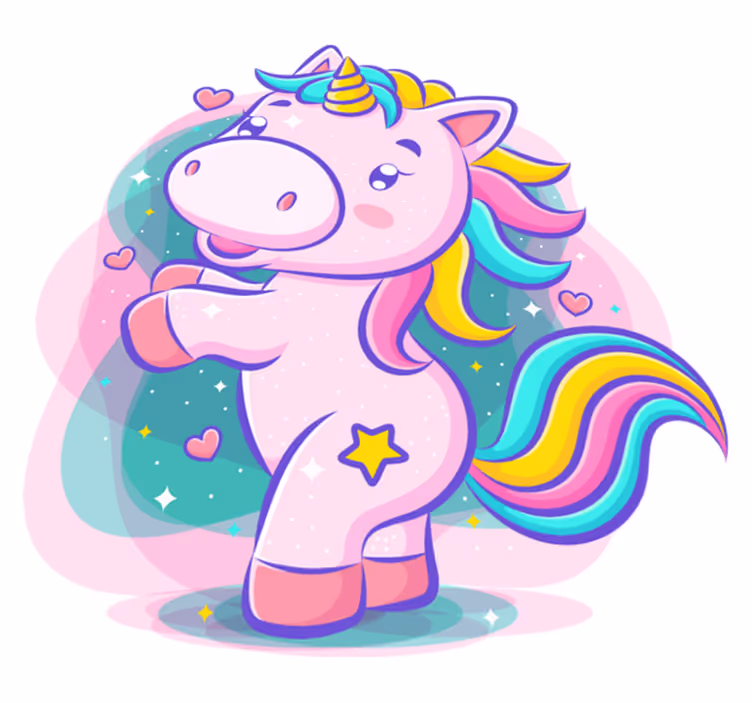 Kids vinyl rug smiling colorful unicorn - TenStickers