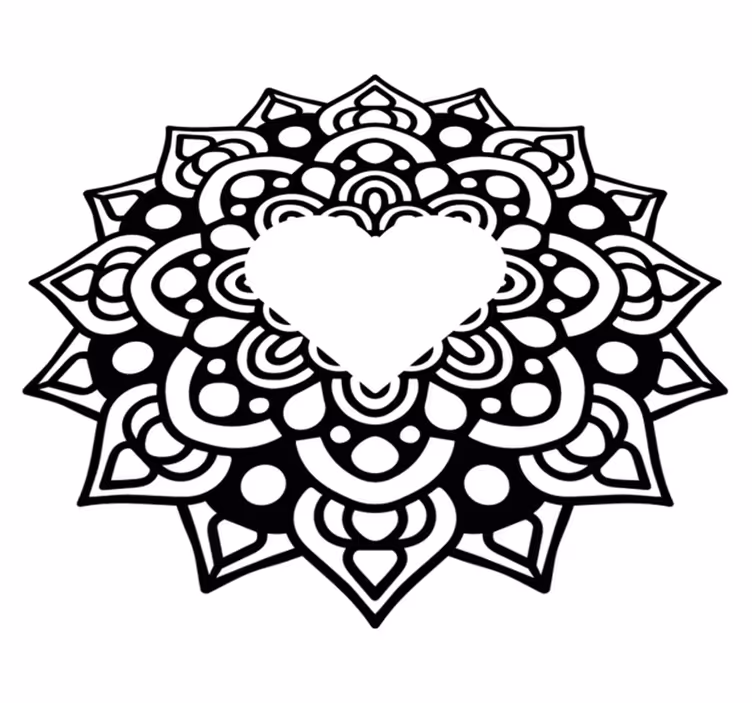 Bedroom vinyl rug mandala in heart frame - TenStickers