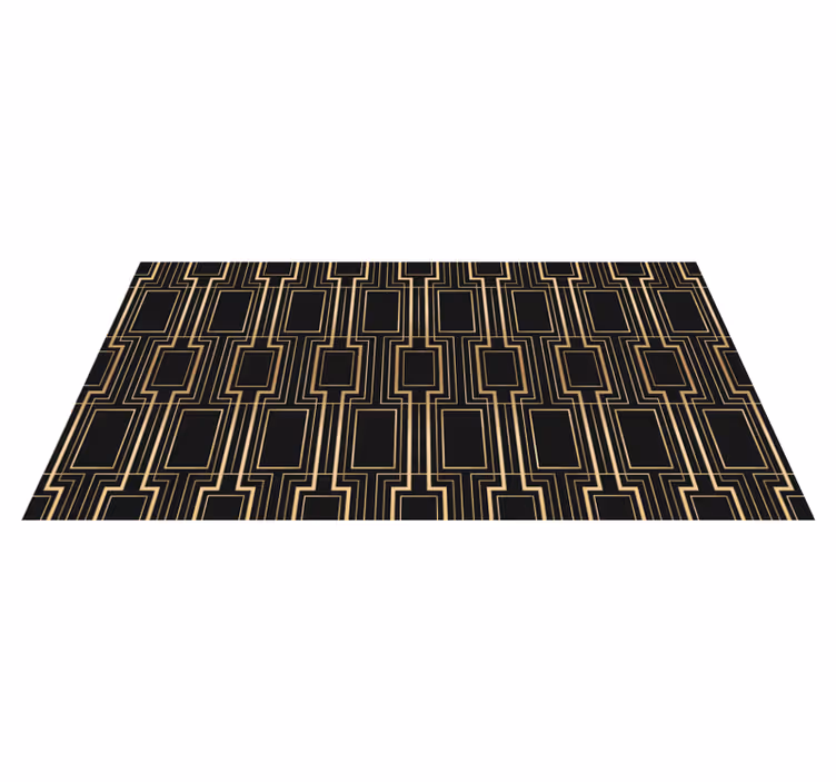 Bedroom vinyl rug in gold and black decor pattern - TenStickers