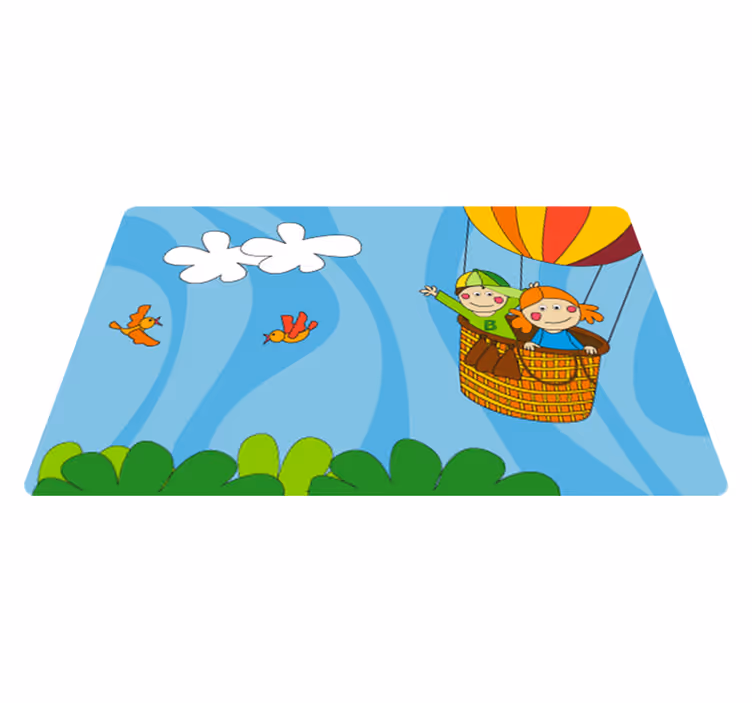 Kids vinyl rug flying in an air balloon - TenStickers