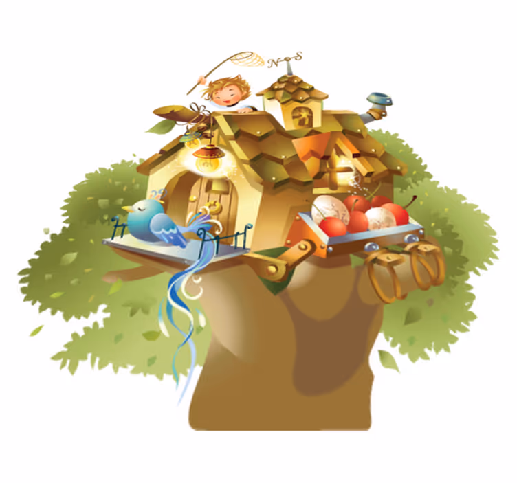 Game vinyl rug tree house illustration - TenStickers