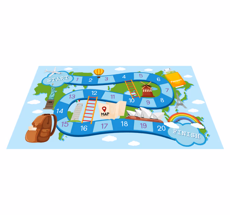 Game vinyl rug board game around the world - TenStickers