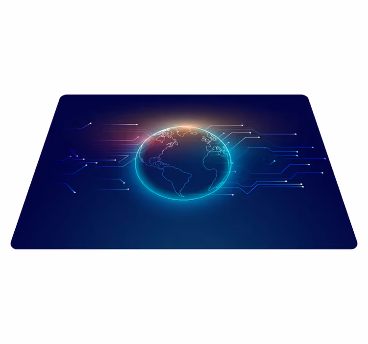 World map vinyl rug geometric telecommunication design - TenStickers