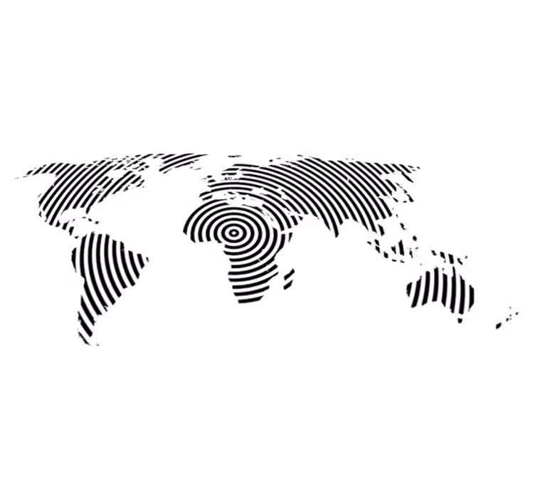 World map vinyl rug with concentric design - TenStickers