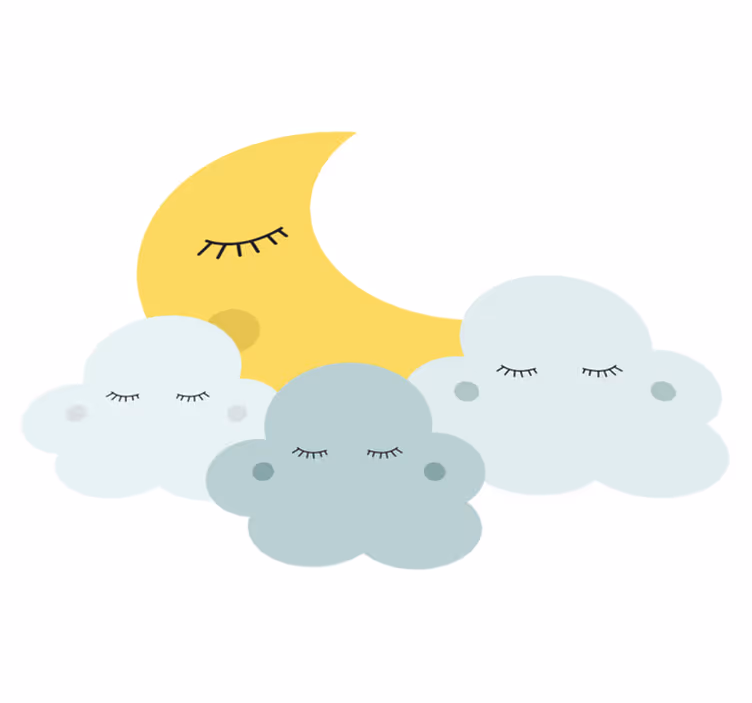 Kids vinyl rug happy moon and cloud sleeping - TenStickers