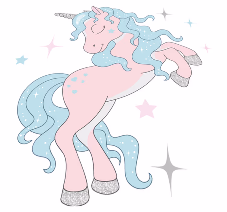 Kids vinyl rug with shimmering unicorns pattern - TenStickers