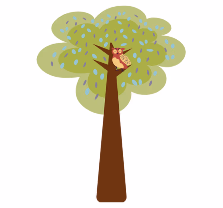 Kids vinyl rug minimalistic colorful tree with owl - TenStickers