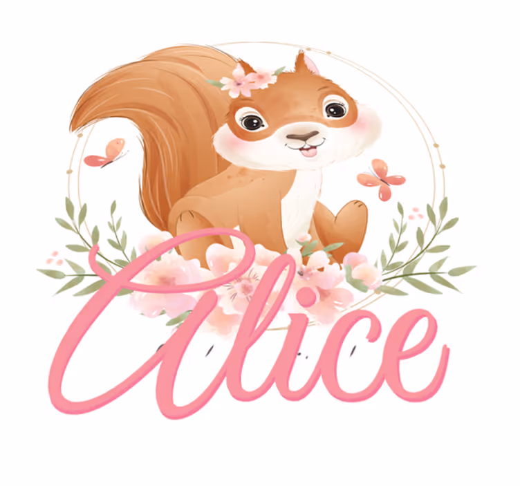 Kids vinyl rug cute squirrel for girl with name - TenStickers