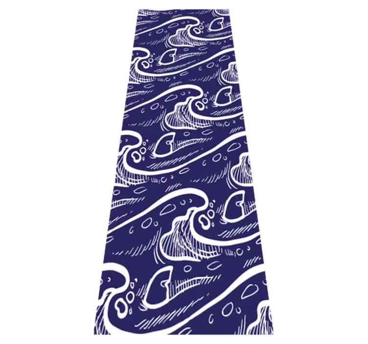 Bathroom vinyl rug with blue wave pattern design - TenStickers