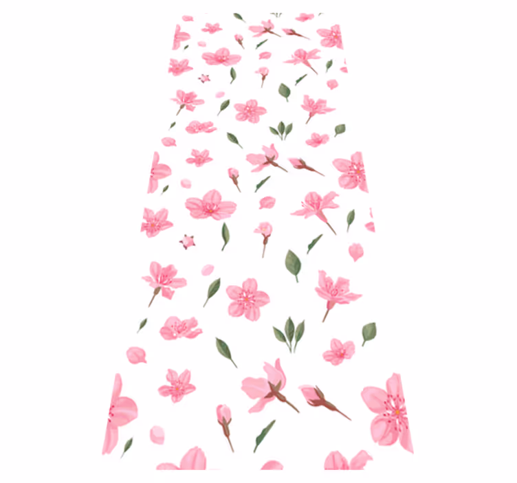 Watercolor pastel pink blossom flowers bathroom vinyl rug - TenStickers