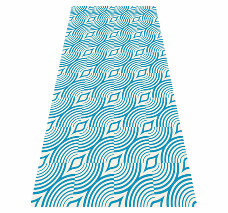 Sea pattern blue lines bathroom vinyl rug - TenStickers