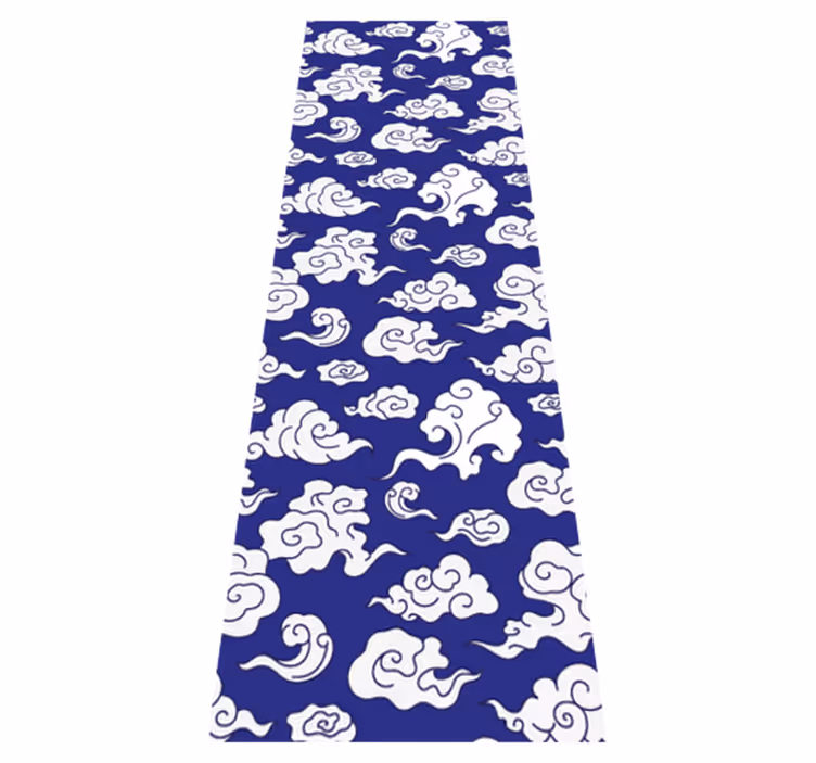 Bathroom vinyl rug with white clouds on blue - TenStickers