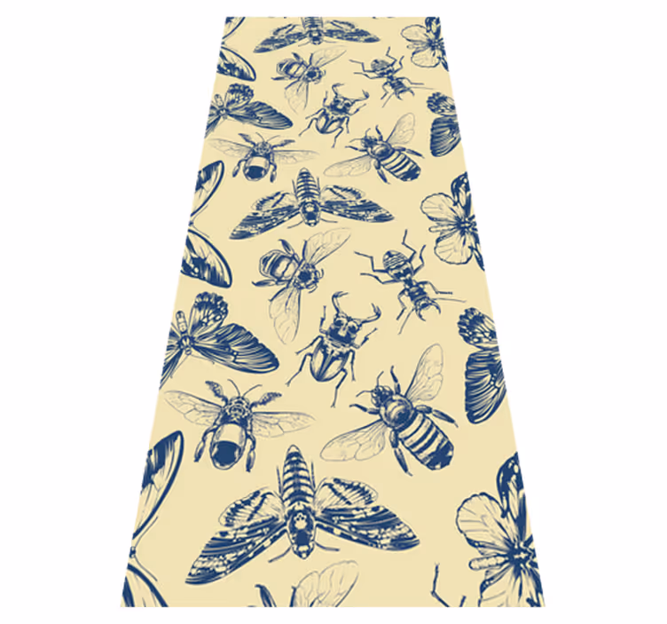 Bathroom vinyl rug with blue and yellow bee pattern - TenStickers