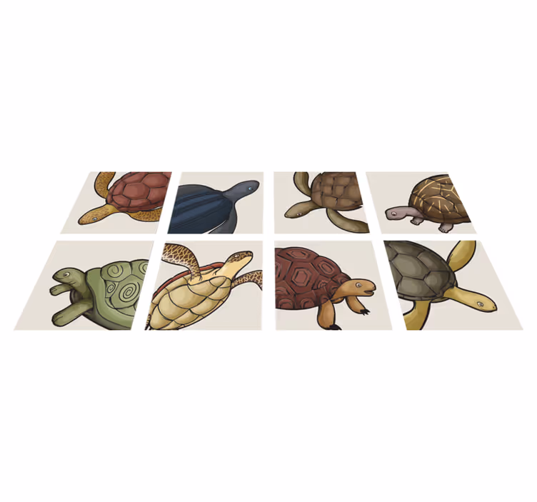 Bathroom vinyl rug with turtle tile design - TenStickers