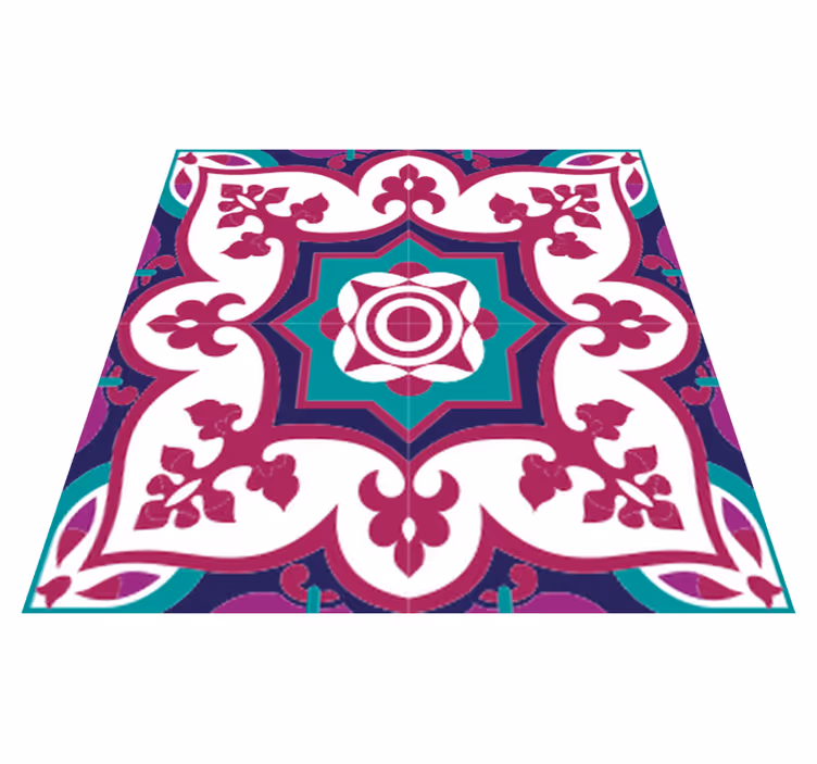 Bathroom vinyl rug in pink moroccan tile design - TenStickers