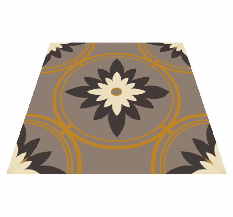 Bathroom vinyl rug in hydraulic brown cement design - TenStickers