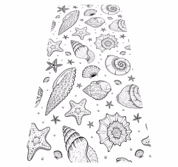 Bathroom vinyl rug featuring marine life and seashells - TenStickers