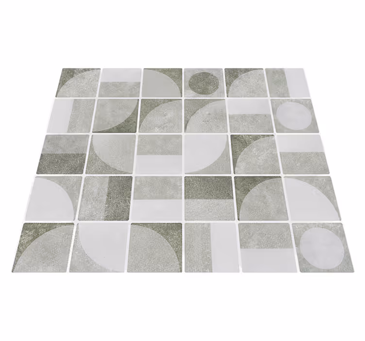 Bathroom vinyl rug in abstract grey shapes - TenStickers