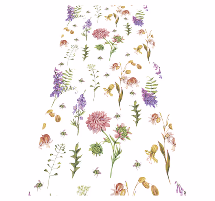 Kitchen vinyl rug with multicolor minimalistic flowers - TenStickers